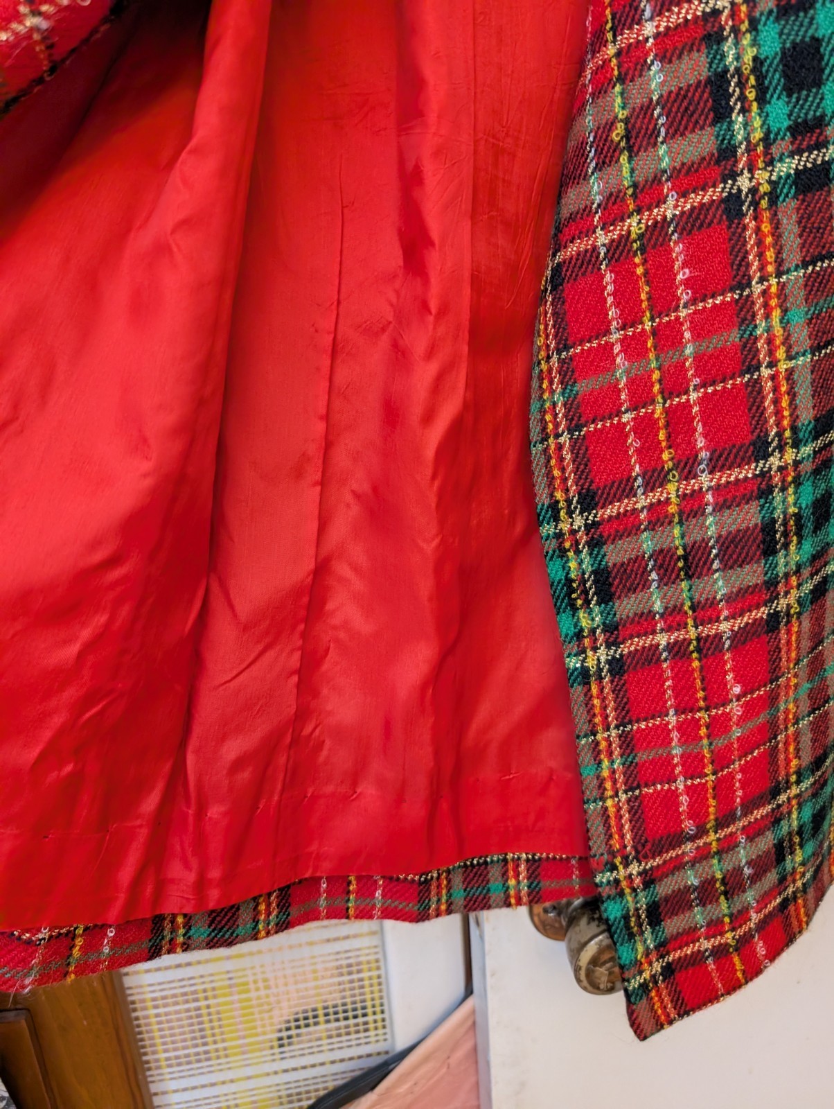 Beautiful Vtg Holiday Malbe Long Sz 10 Plaid Wool Skirt With Gold Thread