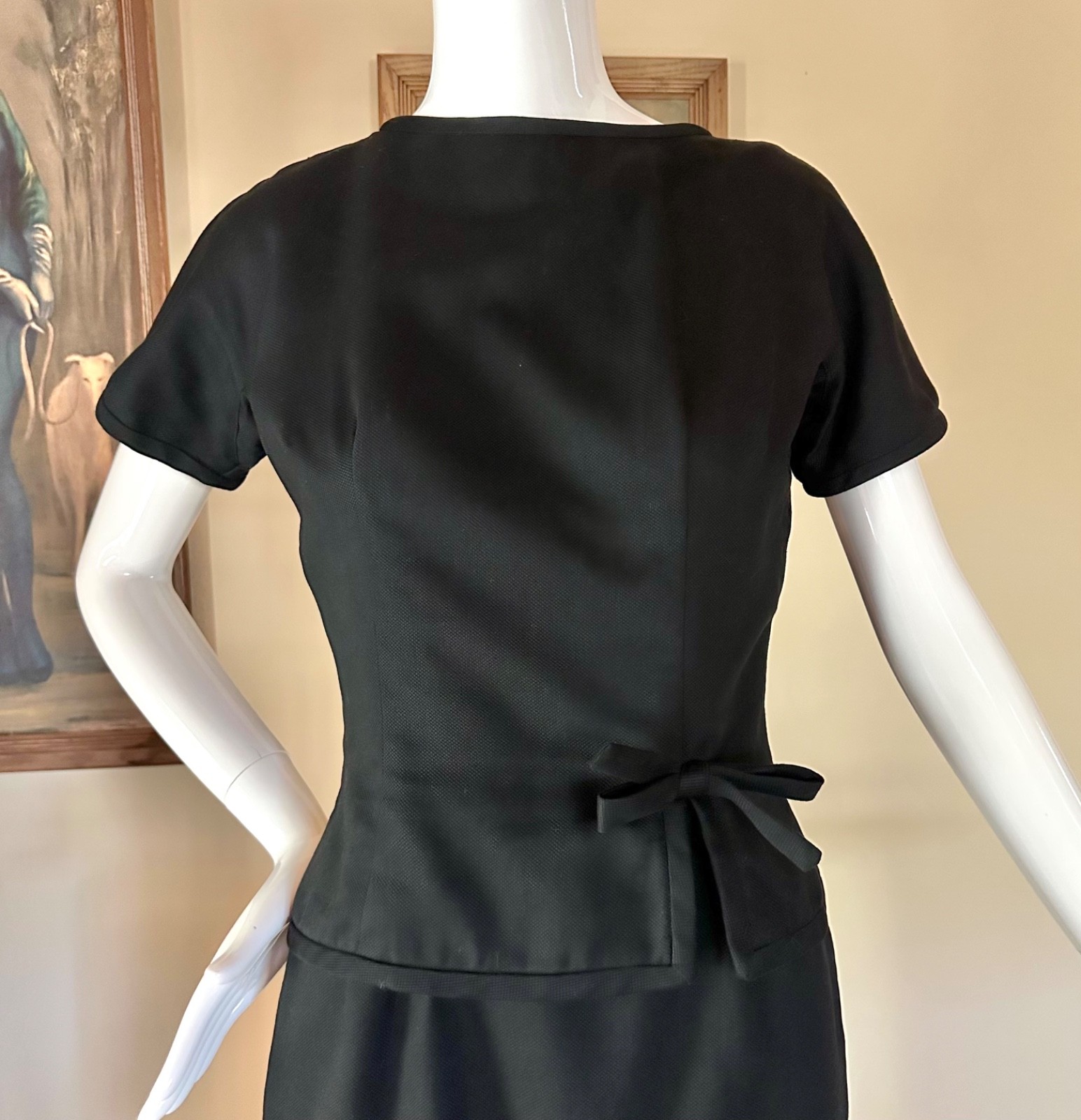 Vintage 1950s LBD Audrey Cocktail Dress & Blouse Layered Suit 2 pc Set S