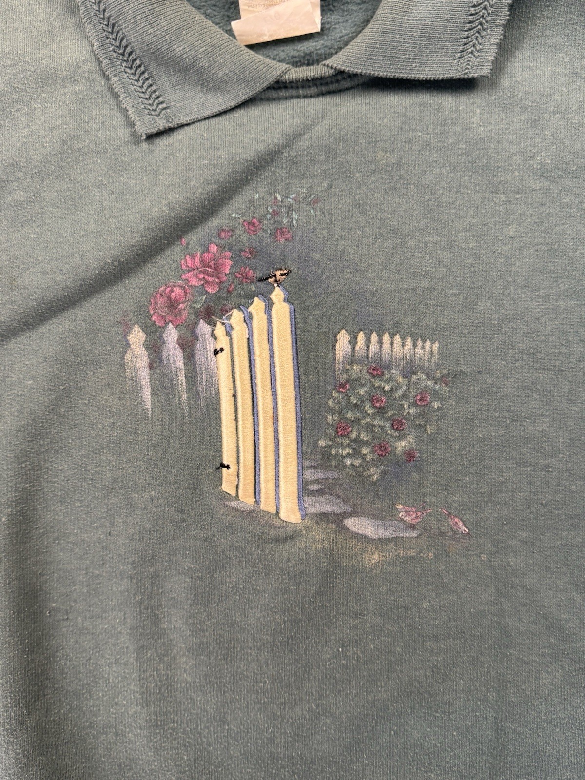 VTG 90s Northern Reflections Gardening Flowers Bees Collar Crewneck Sweatshirt-L