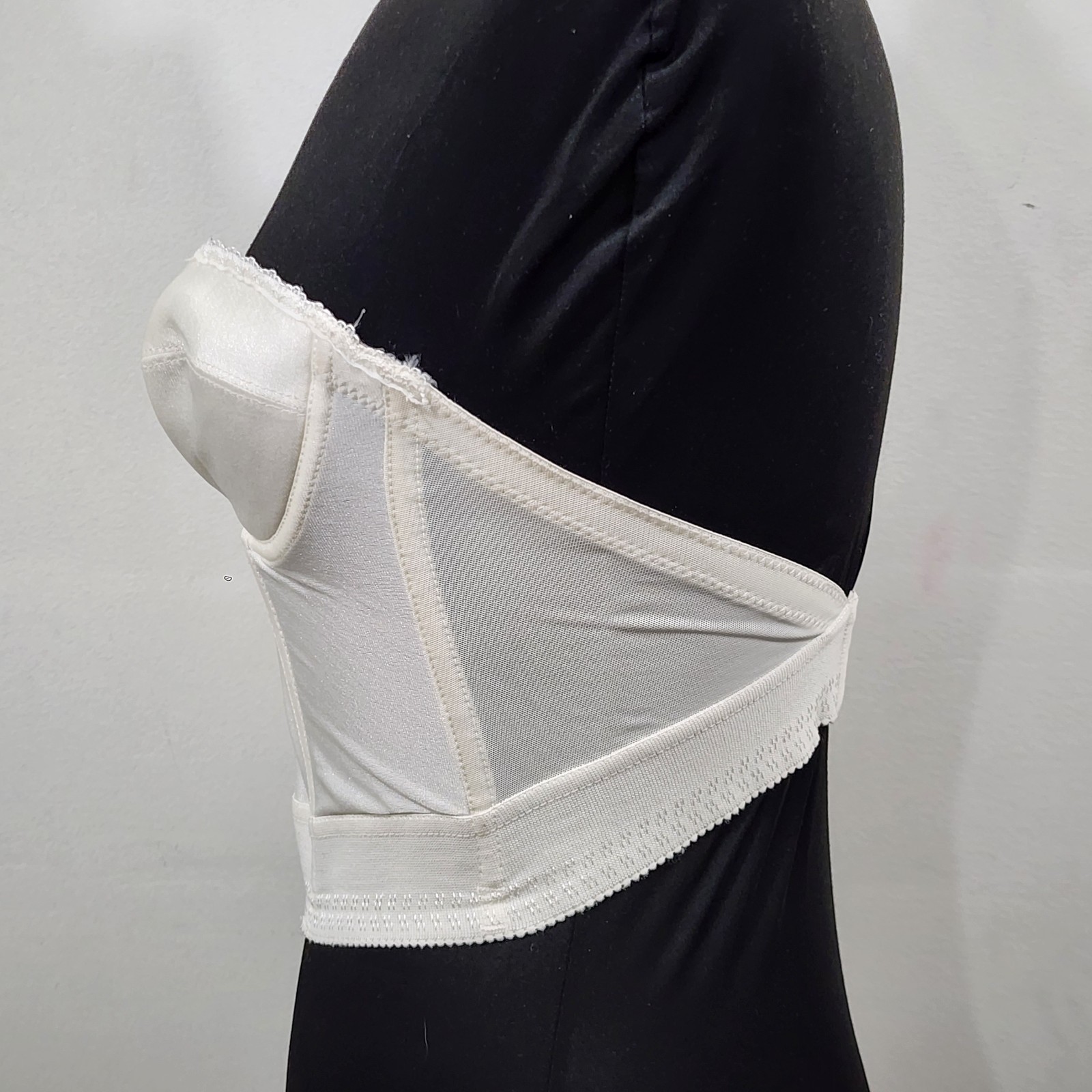 Vtg Backless by Smoothie Strapless Longline Bustier Bra Boned Low Back Ivory 36A