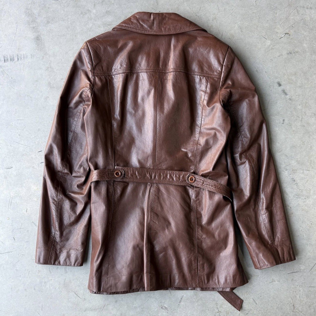 The Tannery Vintage Women’s Brown Leather Belted Coat