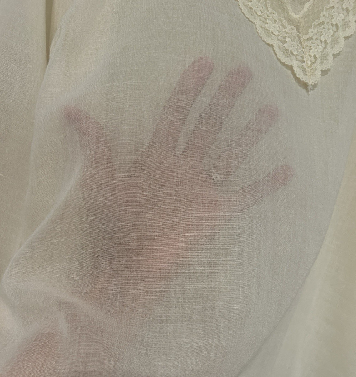 1978 JESSICA’S GUNNIES VTG SHEER BACK PRARIE BLOUSE-MUSHROOM BUTTONS MODERN XS/S
