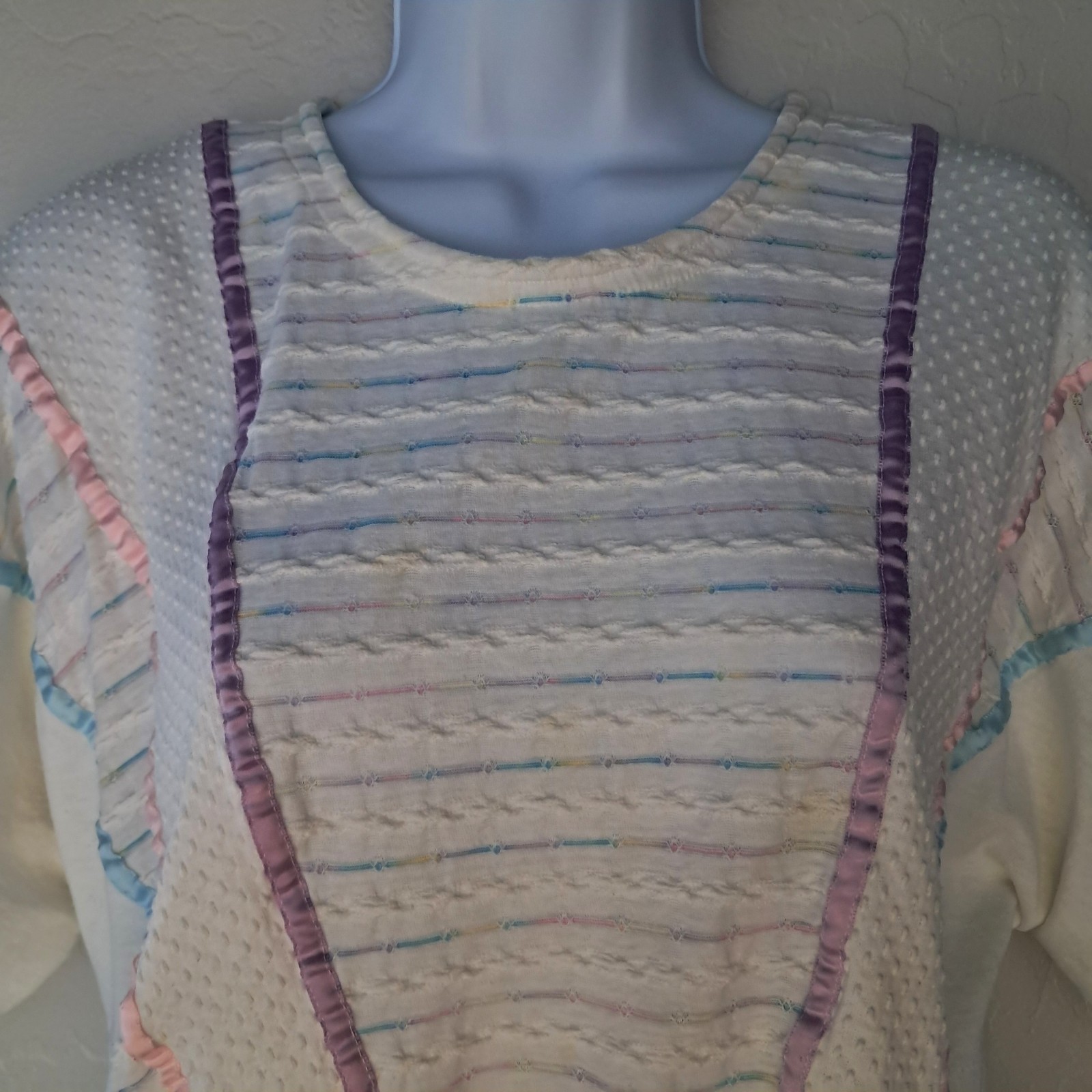 Vintage 1980s Pastel Textured Short Sleeve Relaxed Fit Shirt Women’s Large
