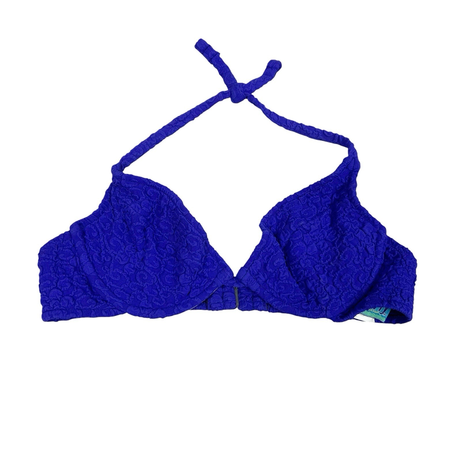 VINTAGE 90s Daffy Waterwear Blue Purple Bikini Swimsuit Top Women’s Size 9/10