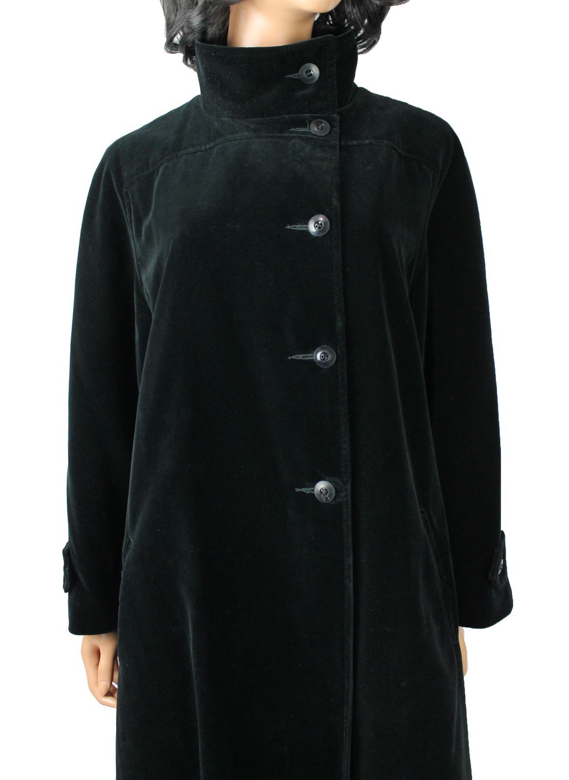 Velvet Opera Coat Sz 16 XL Vintage 70s Drizzle Black Cotton Velvet Long Jacket