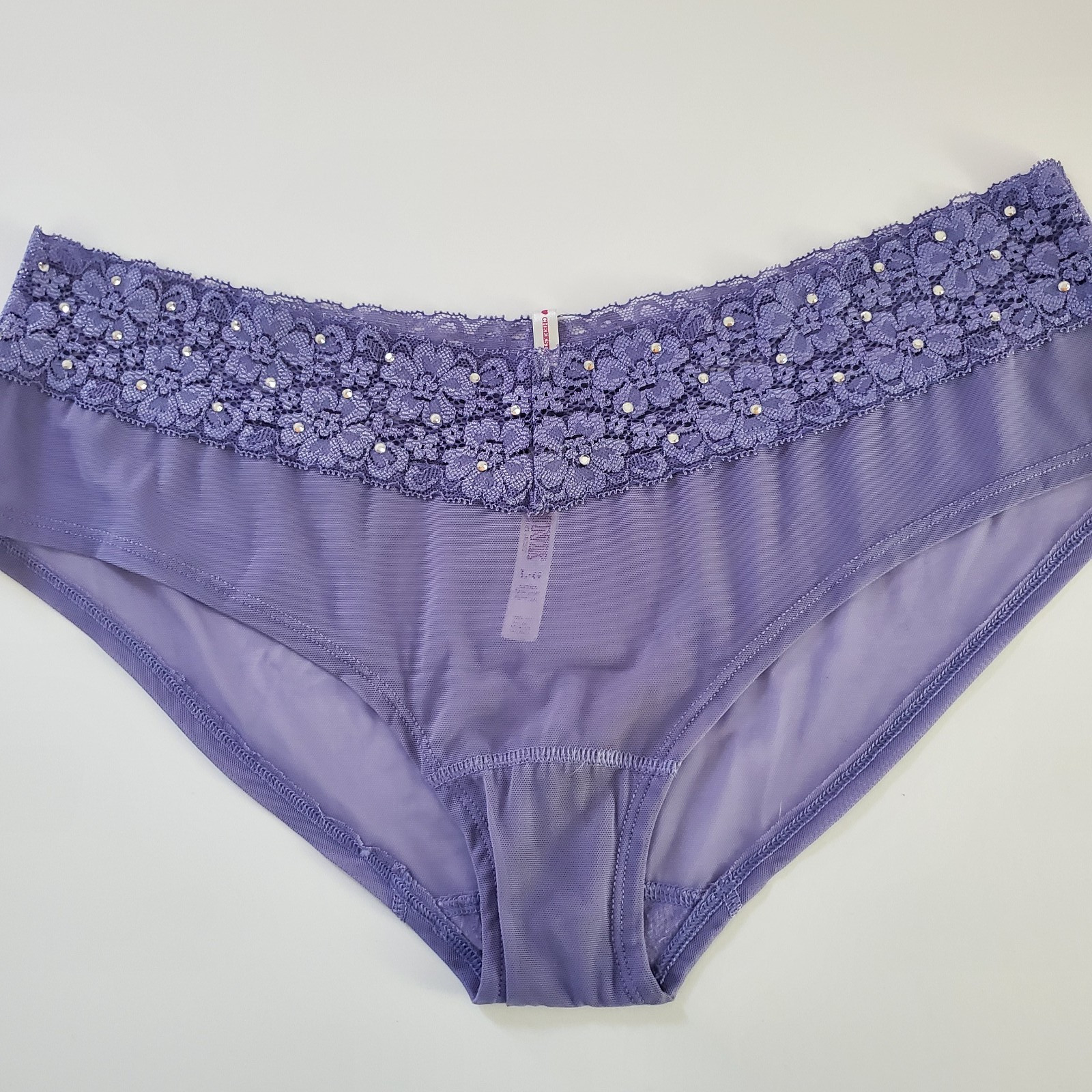 Vintage Victorias Secret PINK Extra Low Rise Hipster Panty Purple Rhinestone LRG
