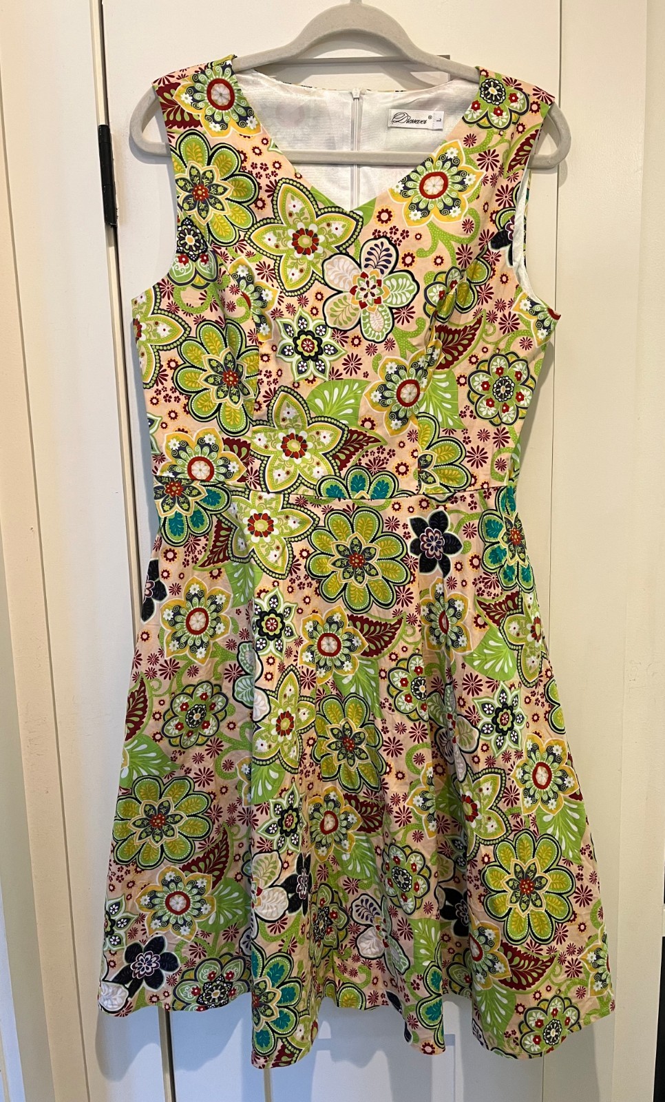 DressEver 1950s/1960s faux retro vintage sleeveless floral cocktail dress size L