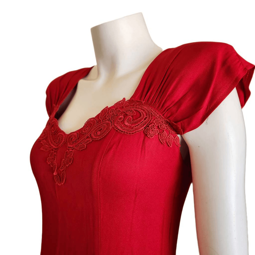 Jay Jacobs size 9-10 vintage Marilyn Monroe wine red sweetheart high slit dress