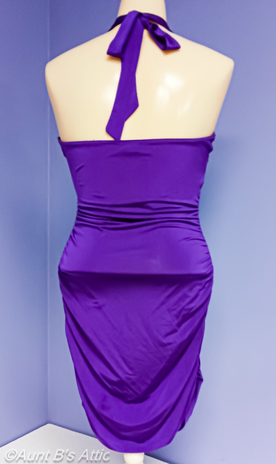 Dress Sexy Body Con Vintage 90’s-Y2K Wet Seal Purple Ruched Halter Dress SM/MD