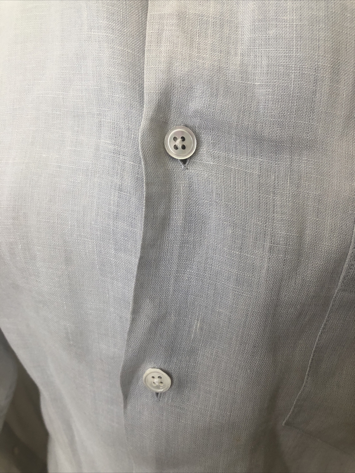 Ralph Lauren Blue Label 80s dove grey linen man tailored blouse monogram 12