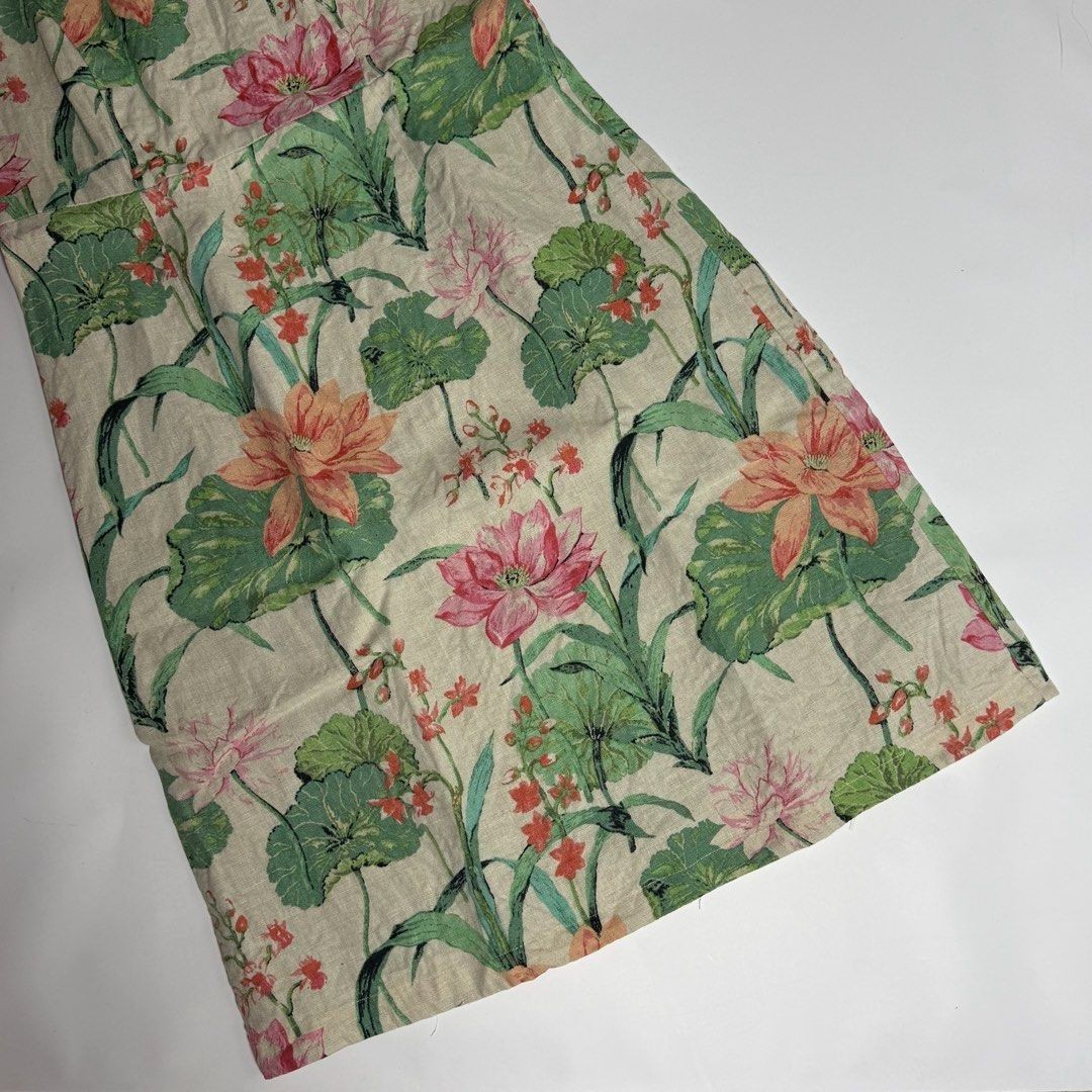 Vintage 80s Laura Ashley Botanical Floral Dress Cottagecore Modern ML Pit to Pit