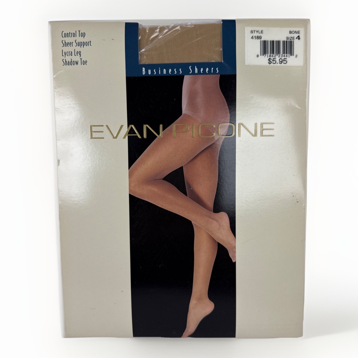 Vtg Beige Control Top Business Sheer Evan Picone Panty Hose 4288 Size 4 USA