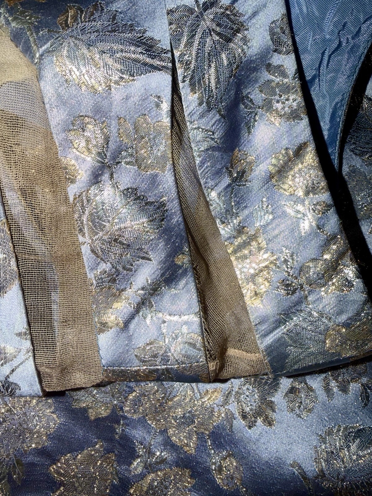 Vintage 1960s Peggy Hunt Silk Brocade Cocktail Dress 26” Waist Gold Floral
