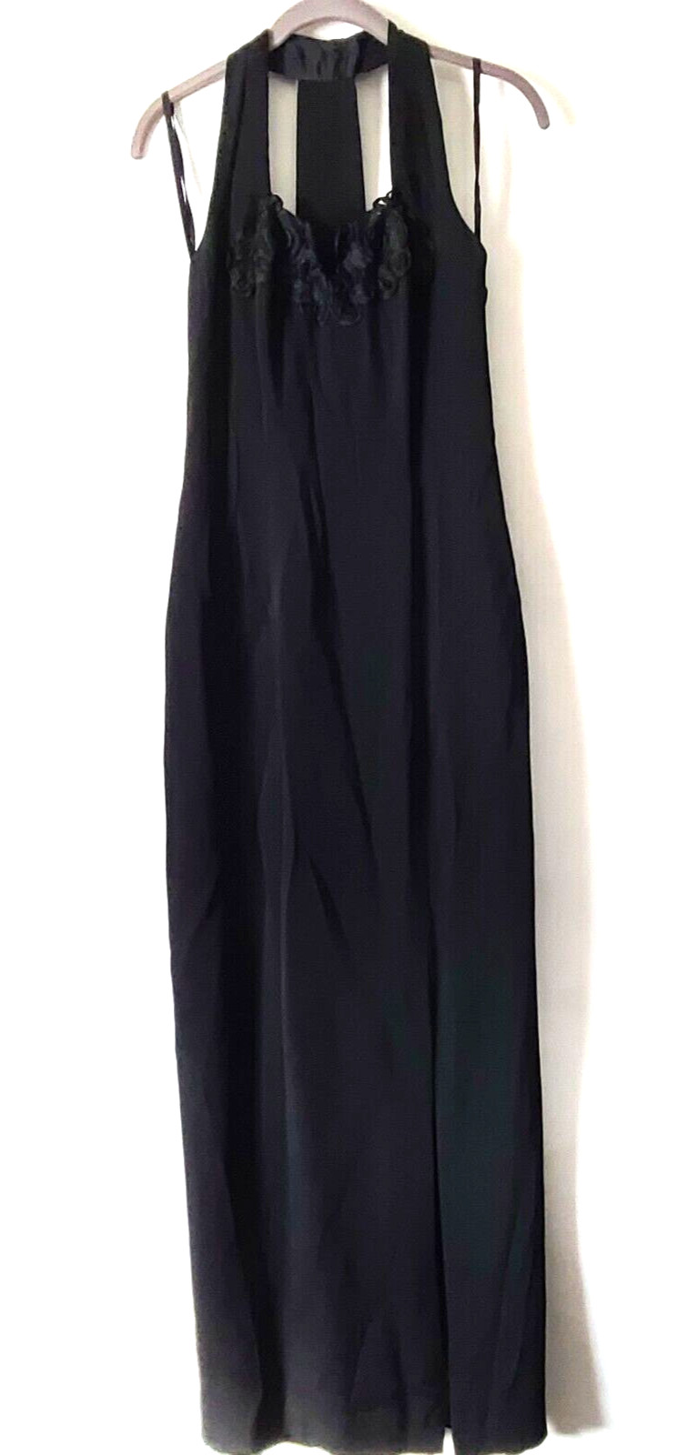 Vtg BB Collections Halter Maxi Sheath Dress Sz 6 Black Slit Formal Prom Dressy
