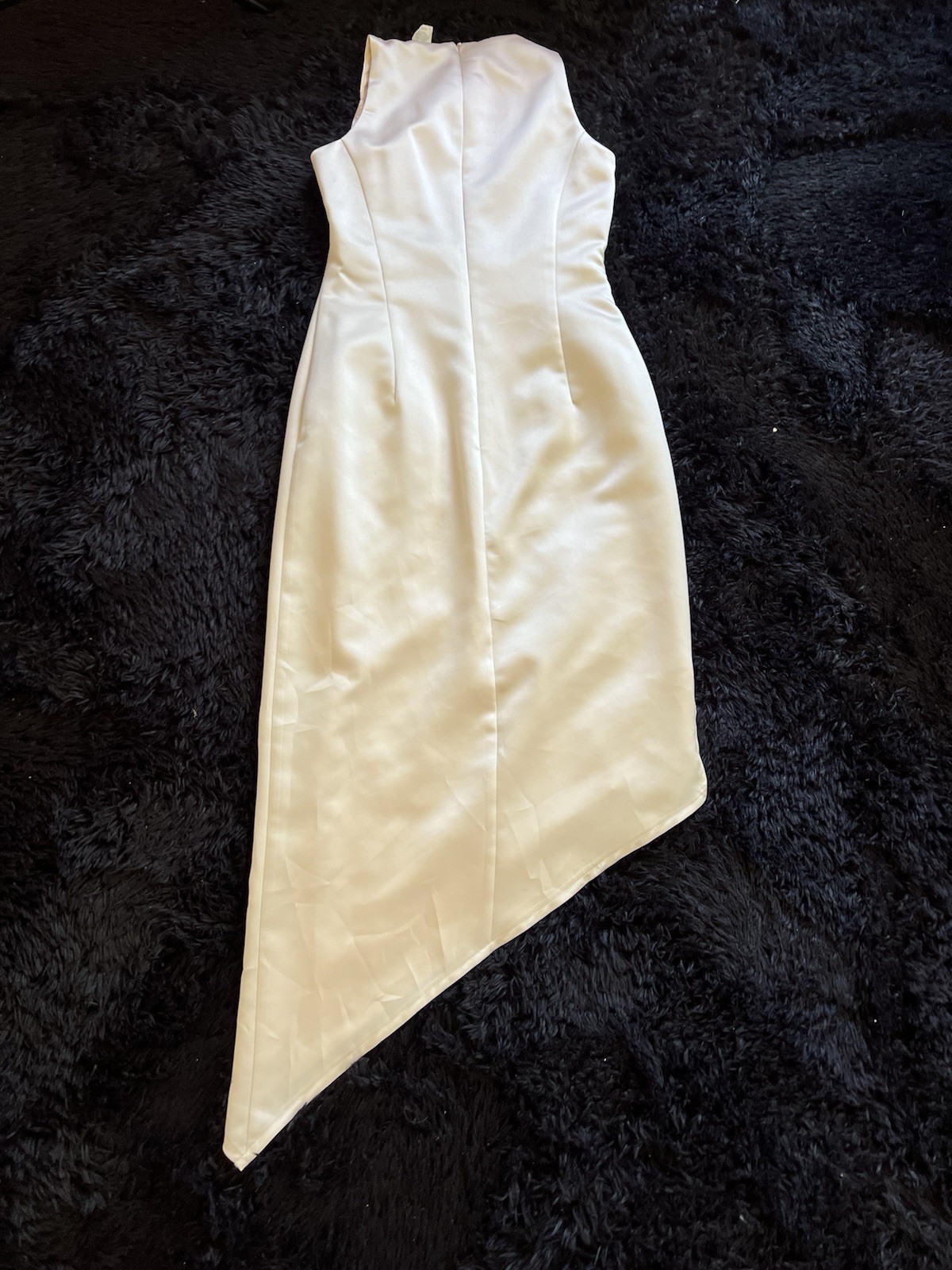 Vintage 90s Arianna by Rachel Kaye Cream Satin Asymmetrical Prom Dress Size 6 S