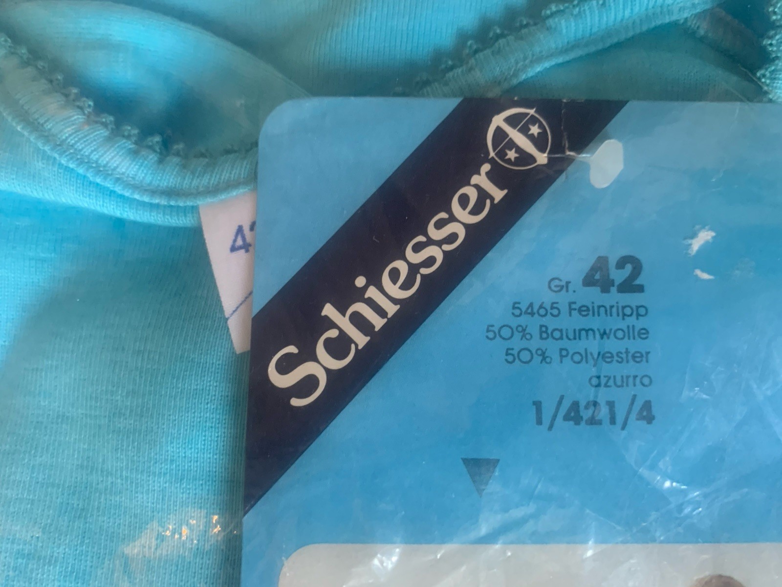True Vintage Sleepwear Schiesser Size 42 Original Trevira Underwear Blue Nightgown