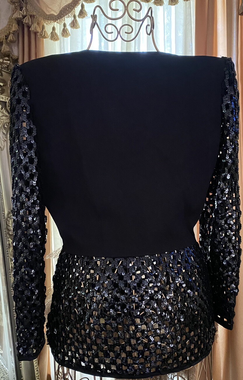 Vintage Morton Myles Sequin Blazer Jacket Luxury Couture Size 8