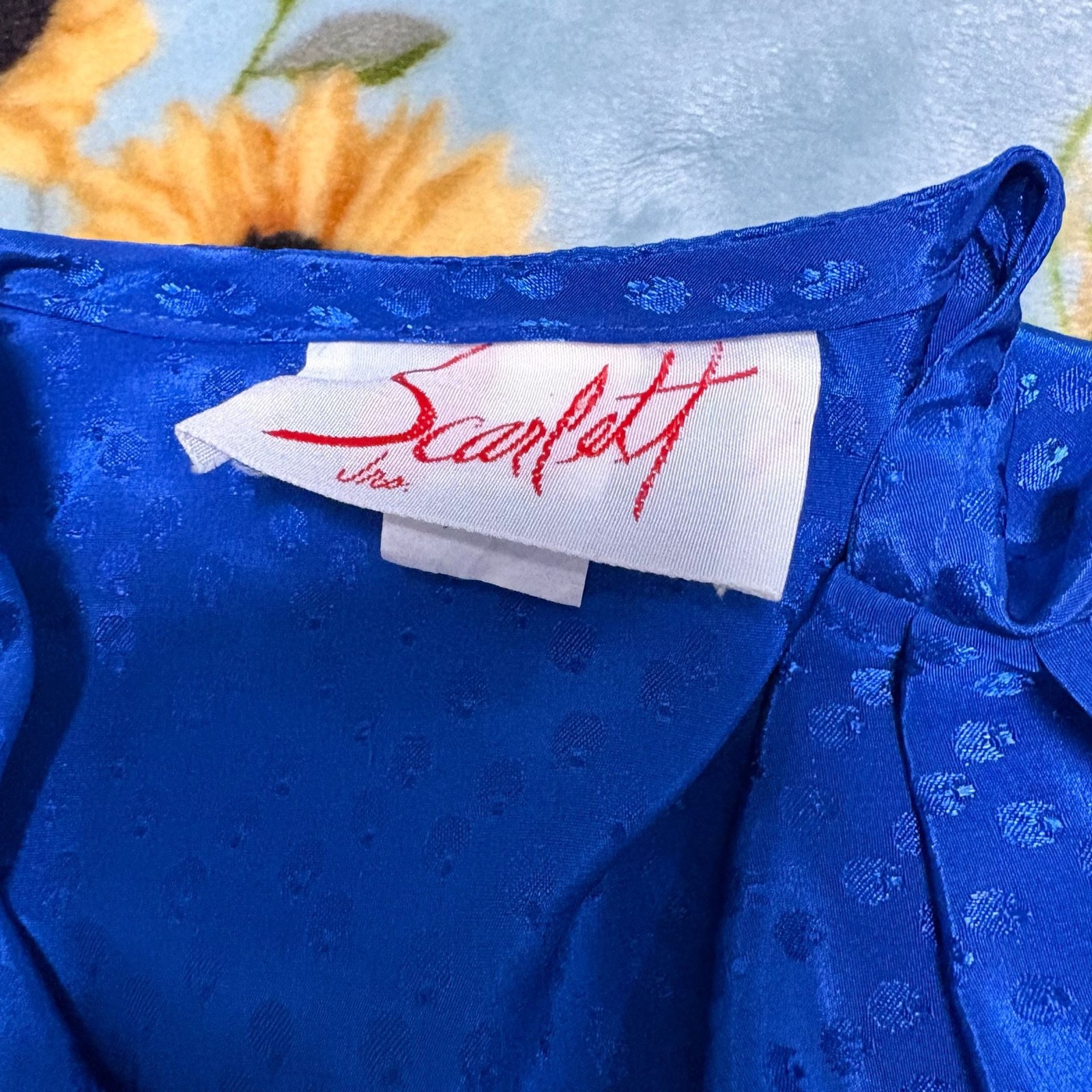 Vintage 80s Cobalt Blue Peplum Dress Puff Sleeve Textured Old Hollywood Size 5