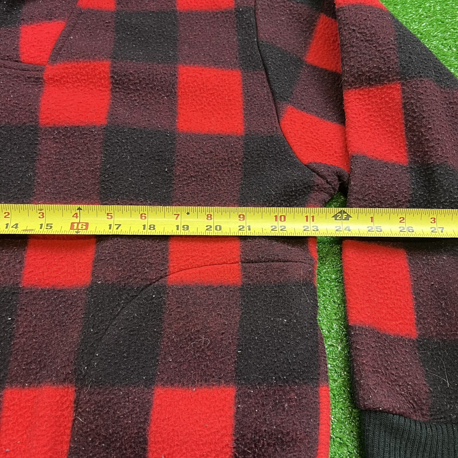 Vtg Women’s XL Buffalo Plaid Red Black Polar Fleece 1/4 Zip Pullover Jacket USA!