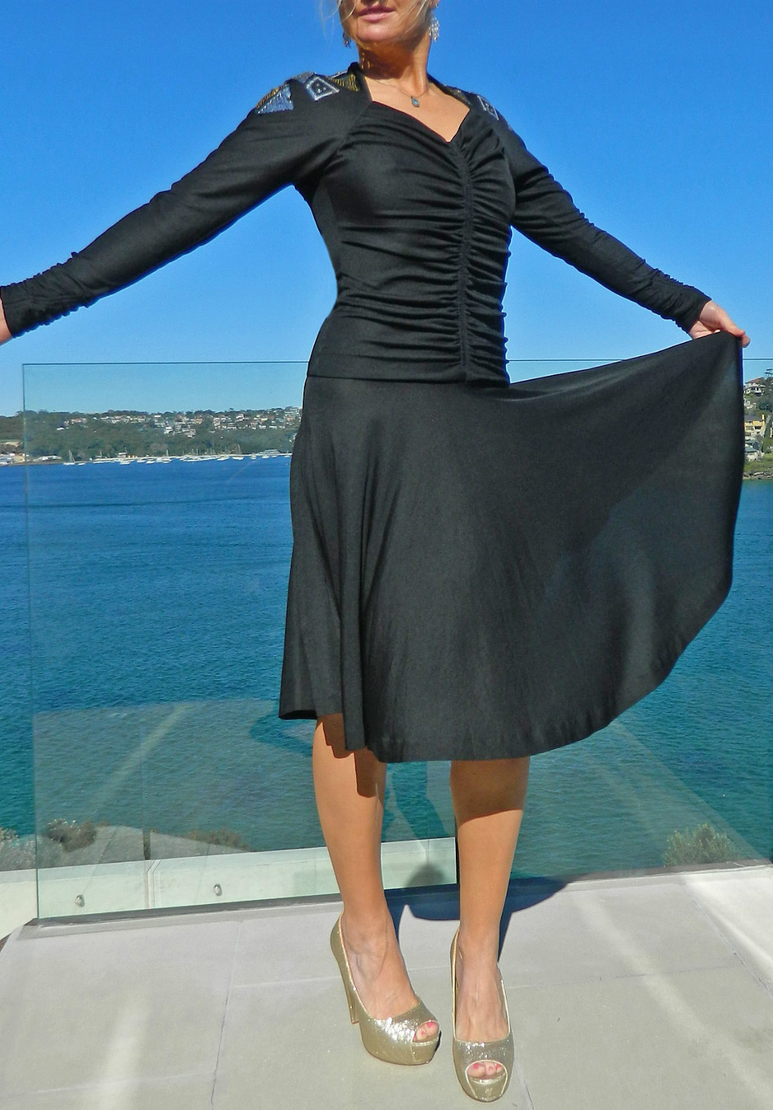 VINTAGE Jill Fitzsimon 1970s-80s Original Sexy Disco Cocktail Glamour Dress