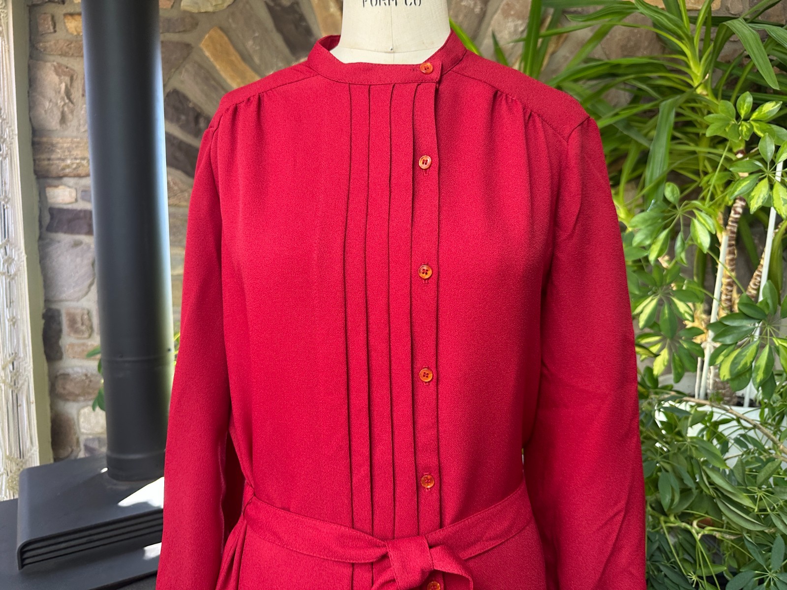 Vintage 1970s Red Belted Shirt Dress Schrader Sport New York Made in USA