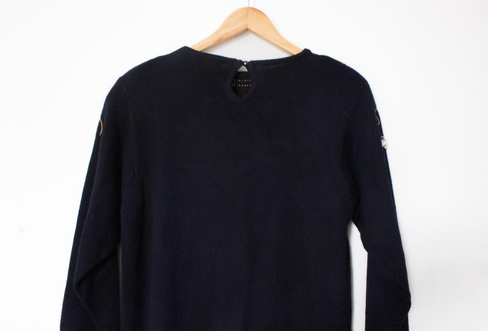 Darian | Vintage 80’s Black Jeweled Long Sleeved Sweater Dress | Size Medium