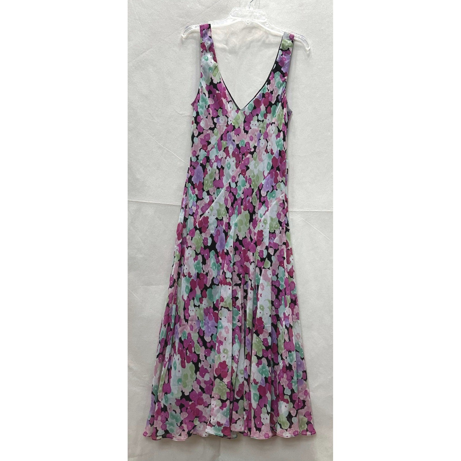 Vintage Y2K Jones NY Dress Fairy Whimsy Garden Party Silk V-Neck Midi Dress S?