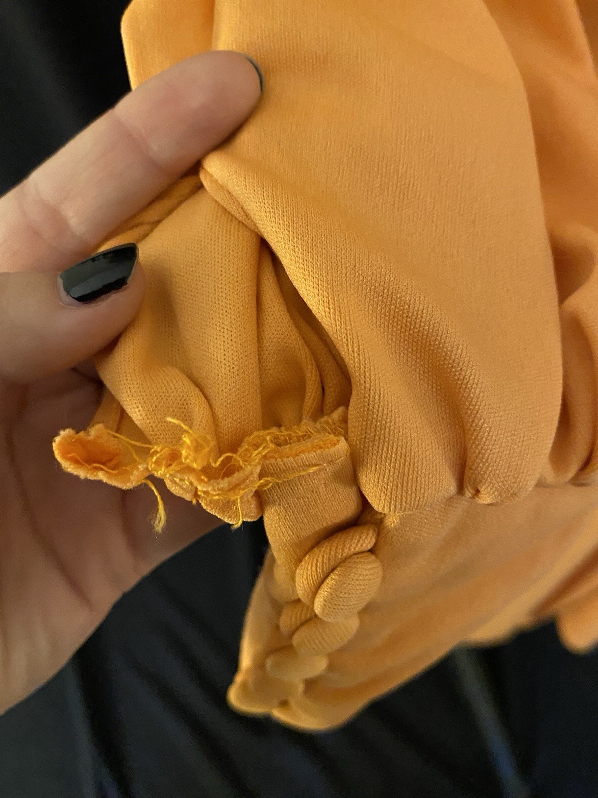 VINTAGE HANDMADE 1970s Orange Empire Waist Midi Dress Sz Small