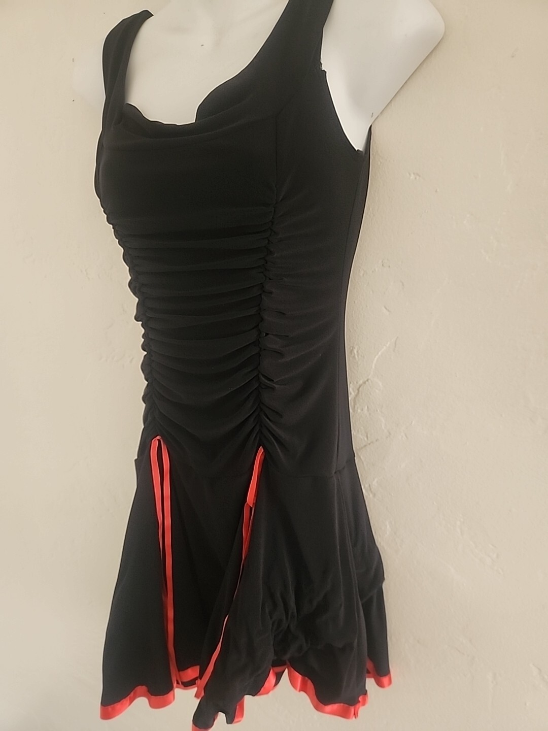 vintage 90’s club dress black w/red taboo medium y2k poly/spandex fairy xmas