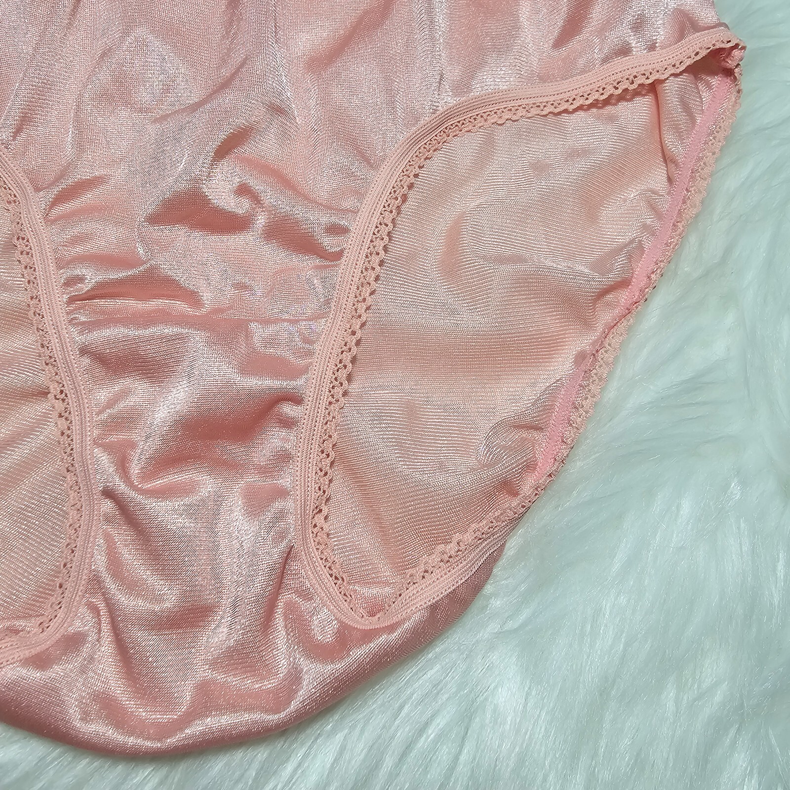 Vintage Silky Peach Panty 100% Nylon Sissy Sheer Brief Size 6-7 Hip 35-39″
