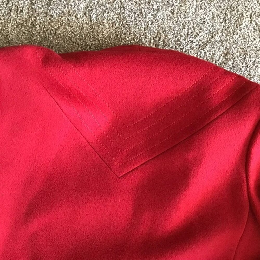 Bromleigh Vintage Red Wool Coat Stand Collar Button Front Satin Lined Women