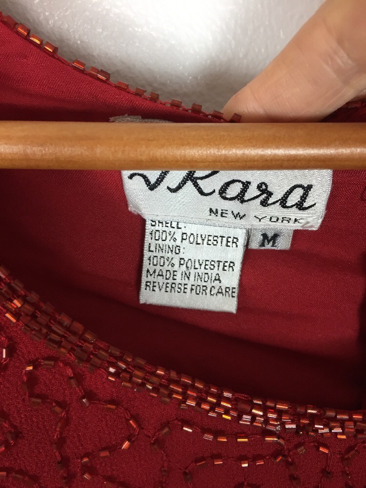 J Kara New York Beaded Red Top, Size M