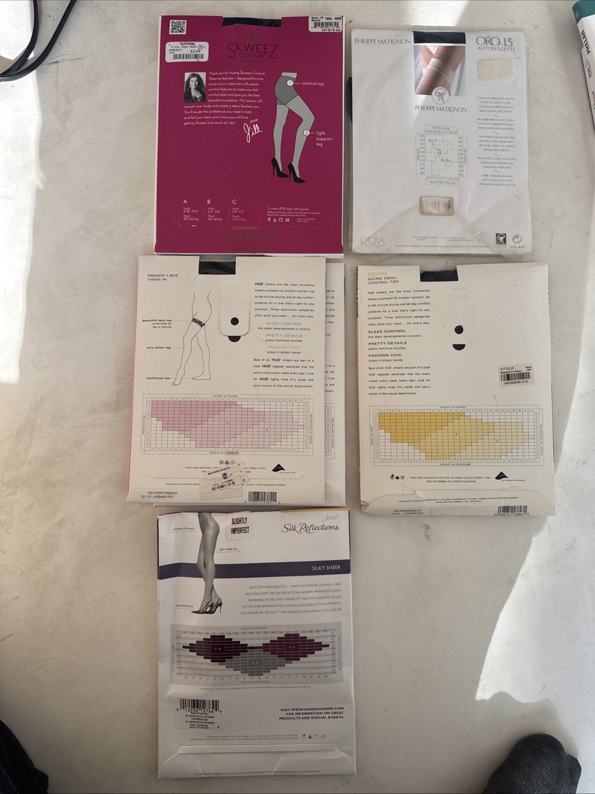 Philippe Matignon,Hue,Hanes, Skweez Stockings ThighHigh/ ControlTop Tights NEW