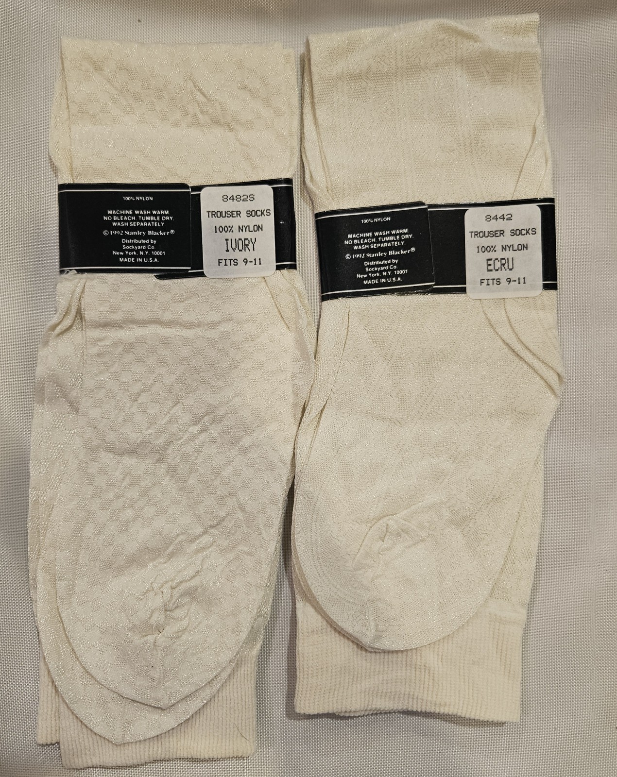Vintage Stanley Blacker Women’s Trouser Socks NOS 100% Nylon Ivory Ecru 9-11 USA