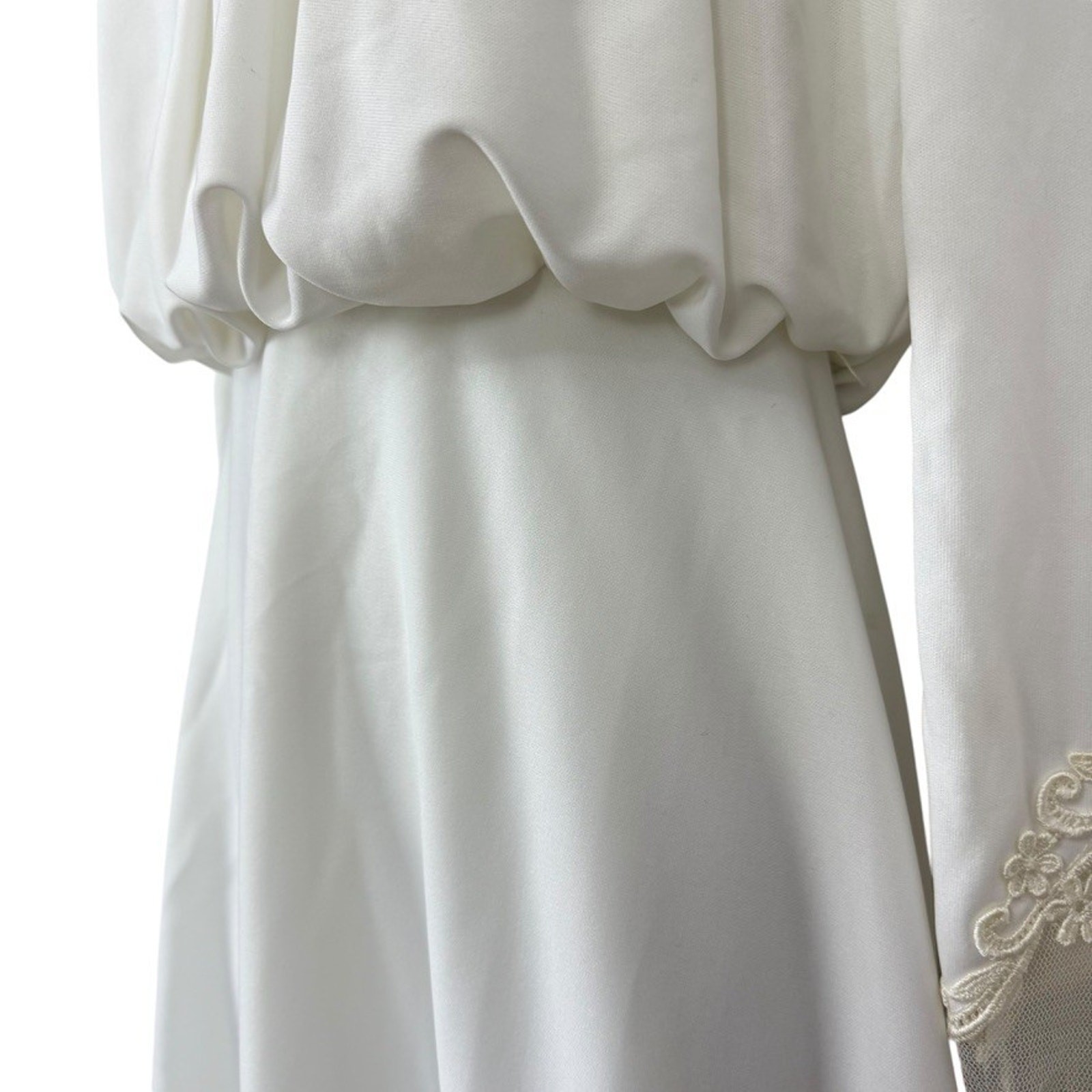 JC Penney Fashions Vintage Wedding Dress Train Long Sleeve Blouson Union Tag M