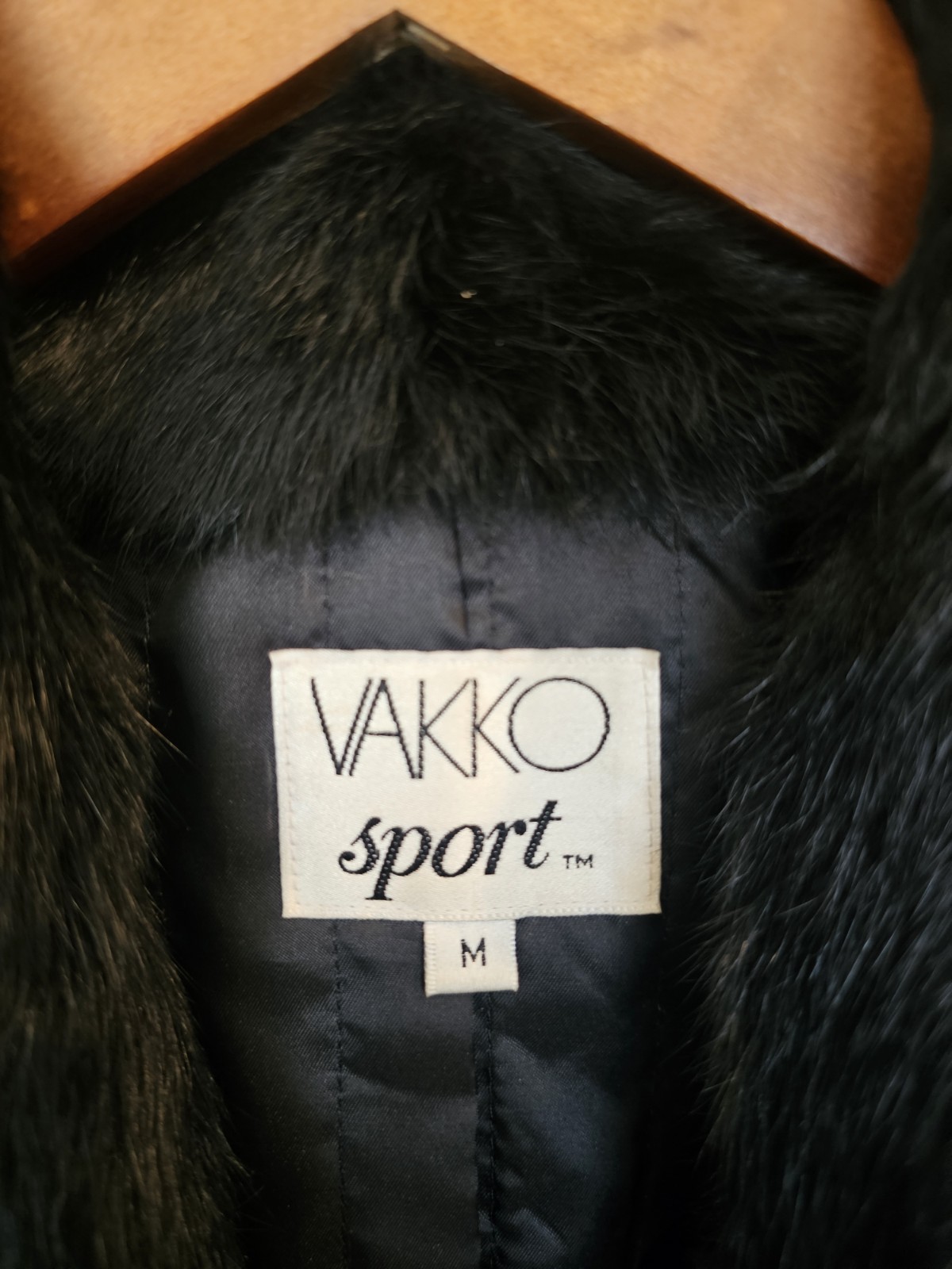 Black Rabbit Fur Coat Jacket Vintage, Made in Hong Kong, Size S/M