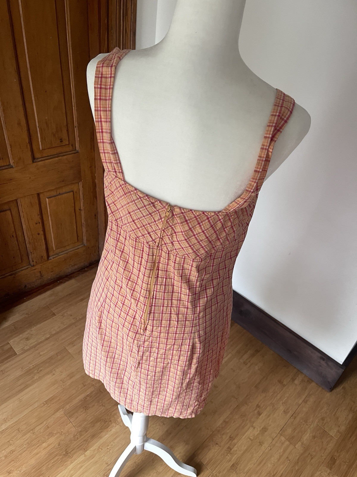 Vintage Y2k Plaid Tank Summer Dress – Pink & Orange Cream Size 11