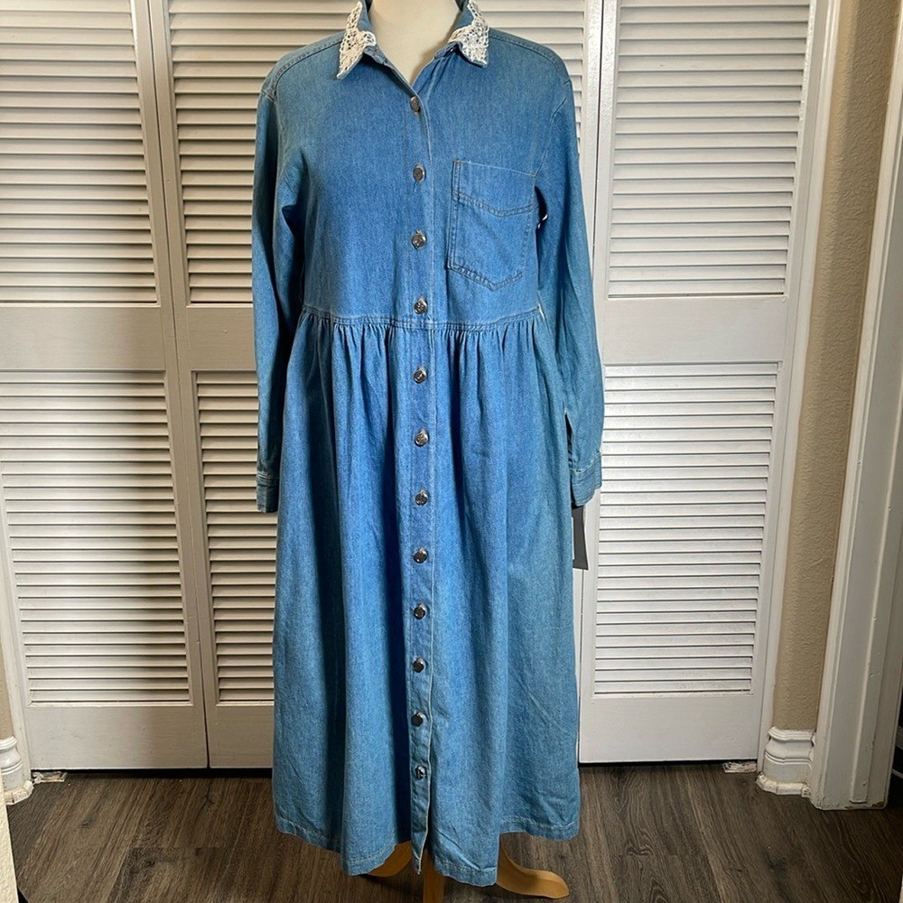 NEW. Vintage Studio, Denim Dress, M. Button up.