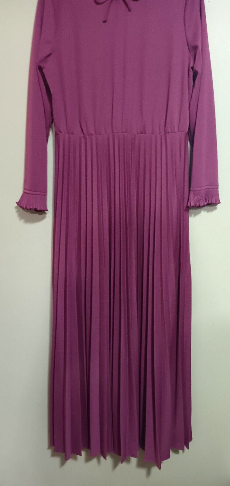 VTG 1970s Mauve Pleated Dress Knit Disco Purple Accordion Pleat Maxi Plus XL