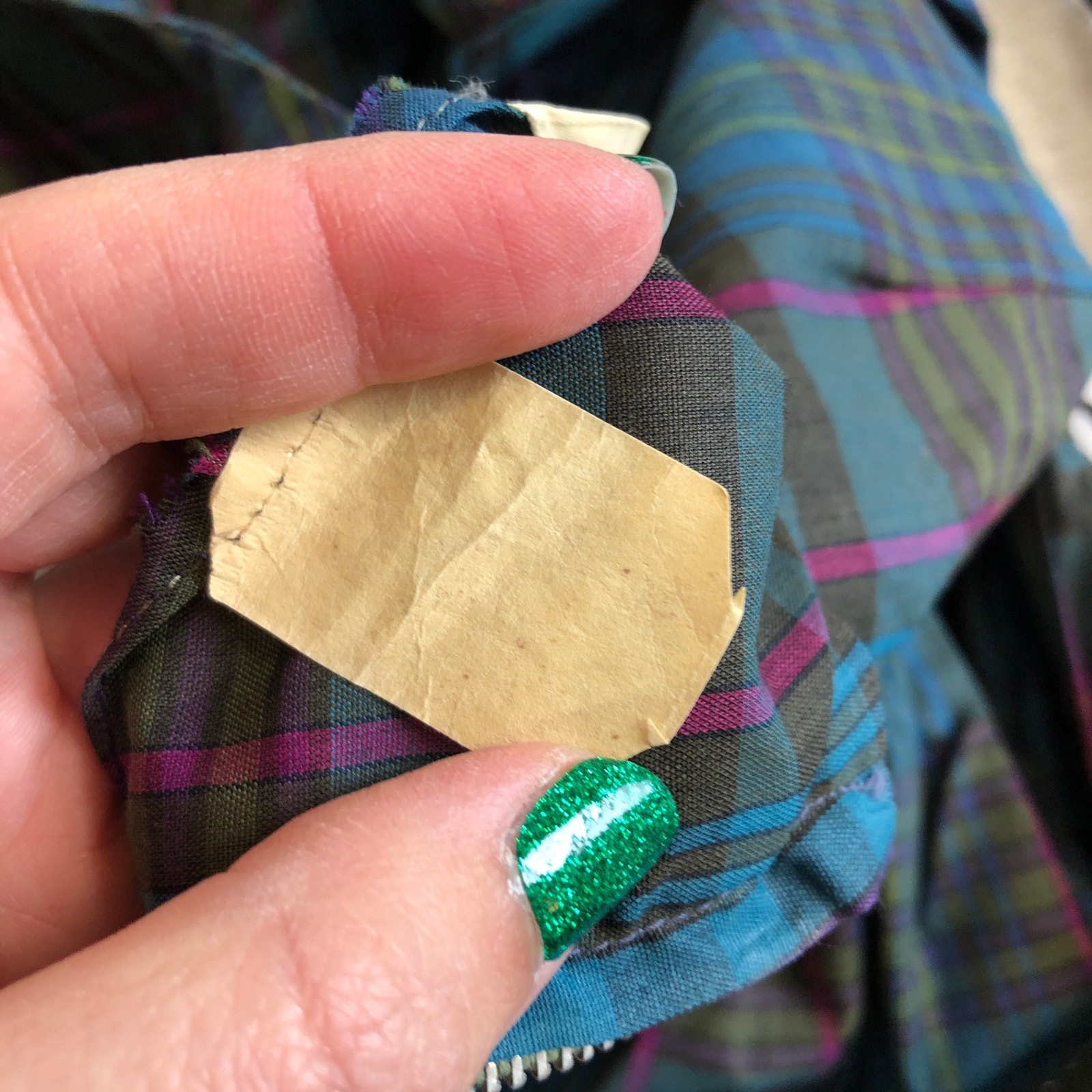 VTG 70s Montgomery Ward Plaid Dress Embroidered Pockets Belted XS Praire