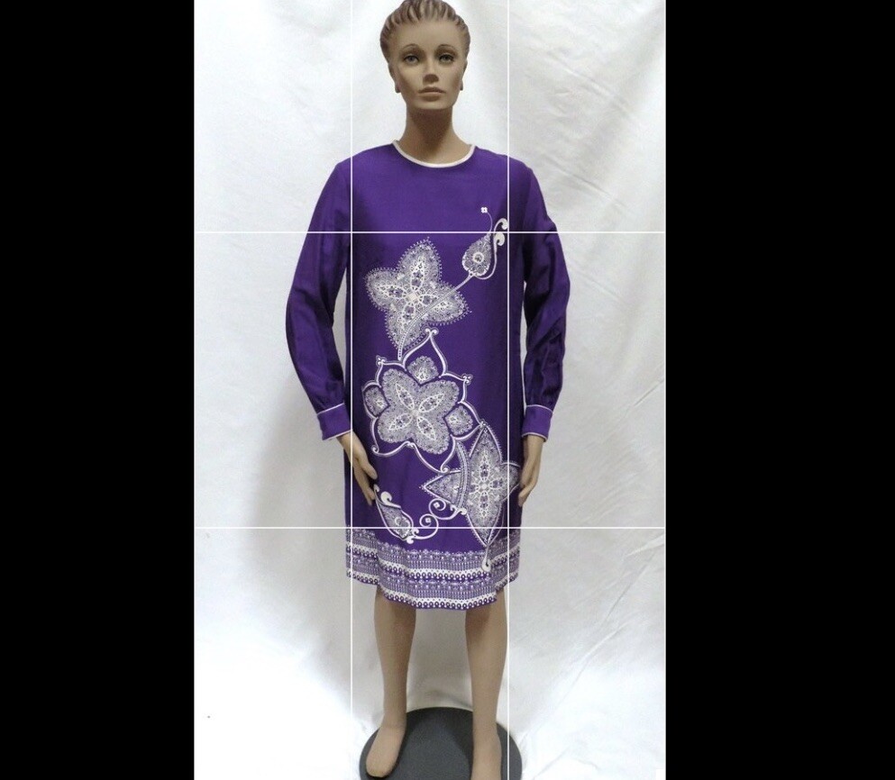 Alfred Shaheen Hawaiian Shift Dress Purple Tropical Flowers Statement Signed