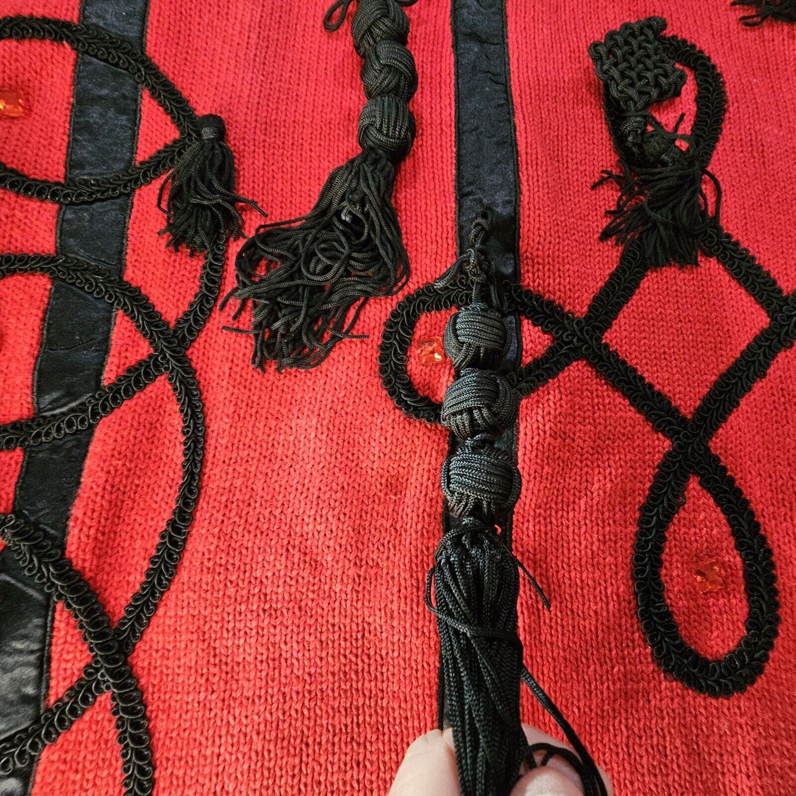 Vintage Bonnie and Bill By Holly Sweater Ladies XLarge Red Black 1980’s Tassels