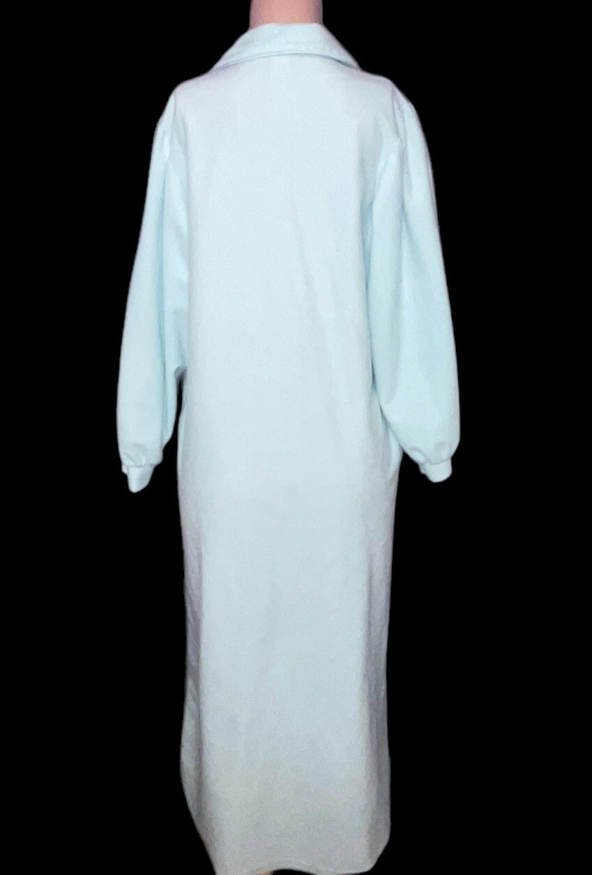 SEARS Blue Super Soft Lace Embroidery Zip Long Nightgown Robe Womens M (12-14)