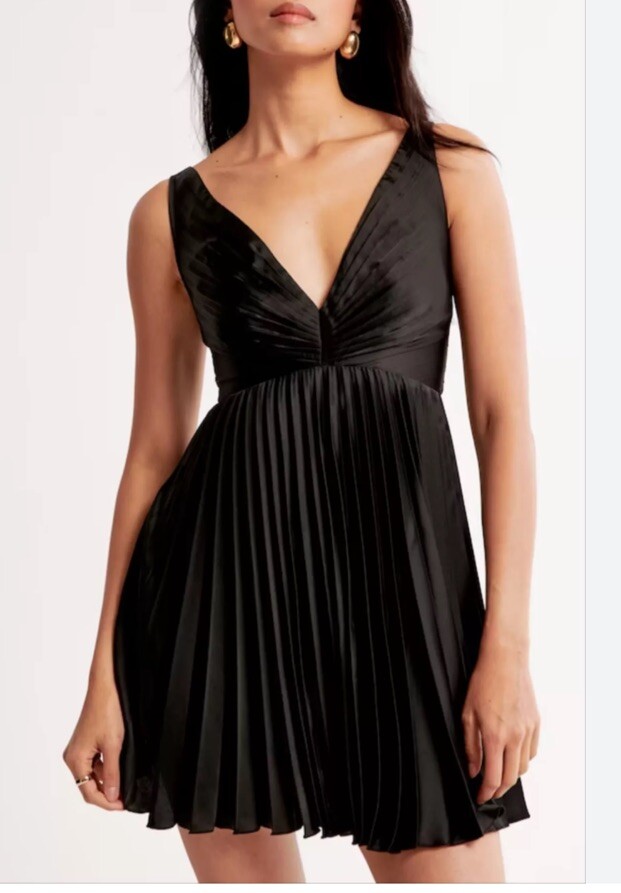 Y2k 90’s Gossip Girl Fairy Goth Grunge Baby Doll Satin Pleated A Line Dress
