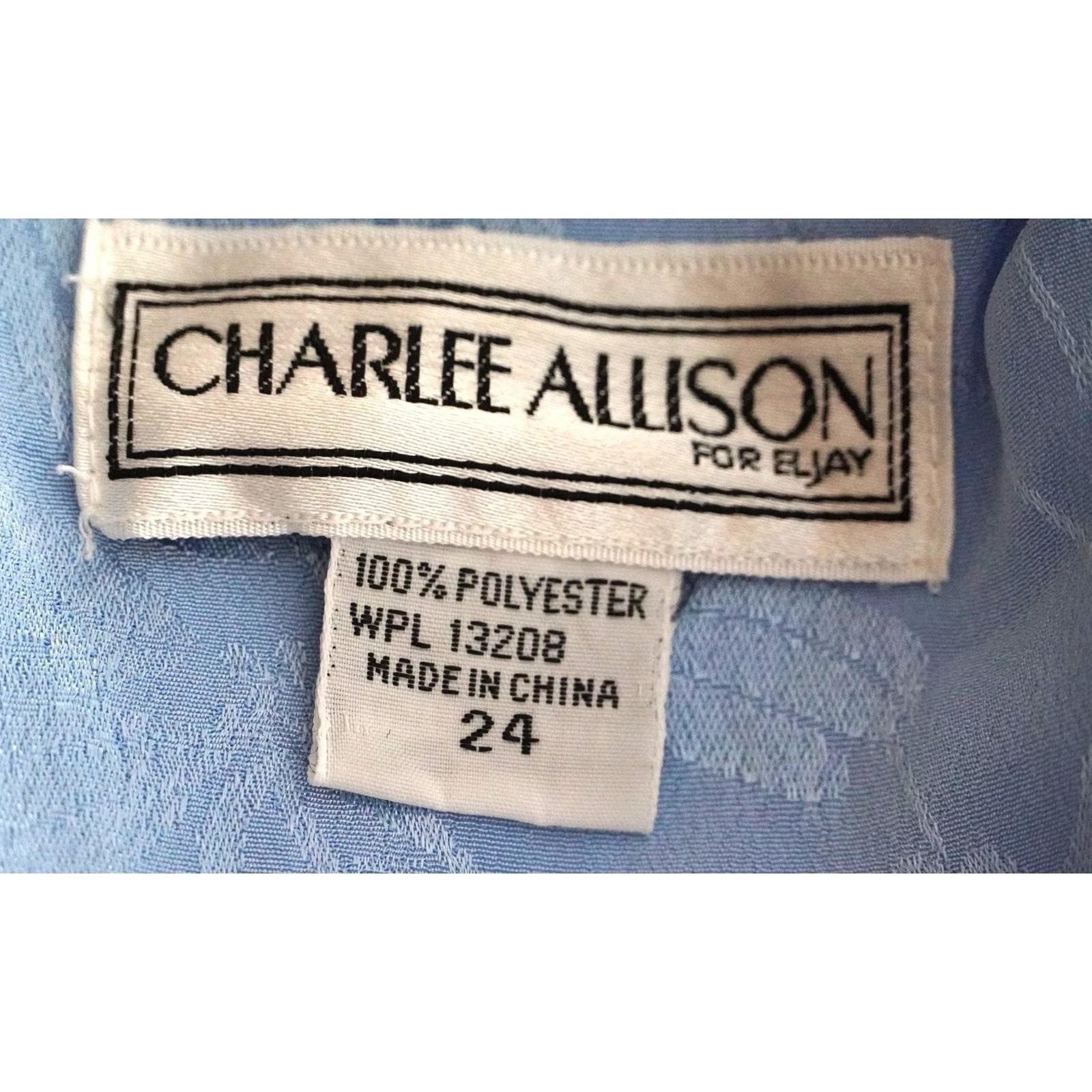Charlee Allison Maxi Dress Women 24 Blue Vintage Floral Jacquard Drop Waist Cape