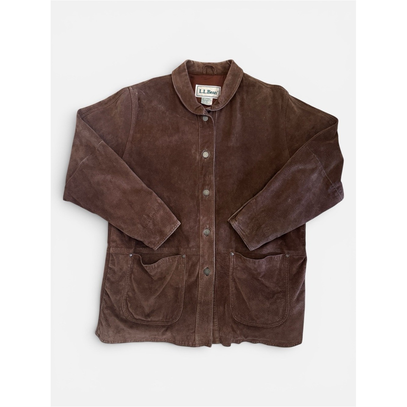 VTG L.L. Bean Genuine Suede Chore Coat Western Ranchwear Barn Jacket Size L/XL