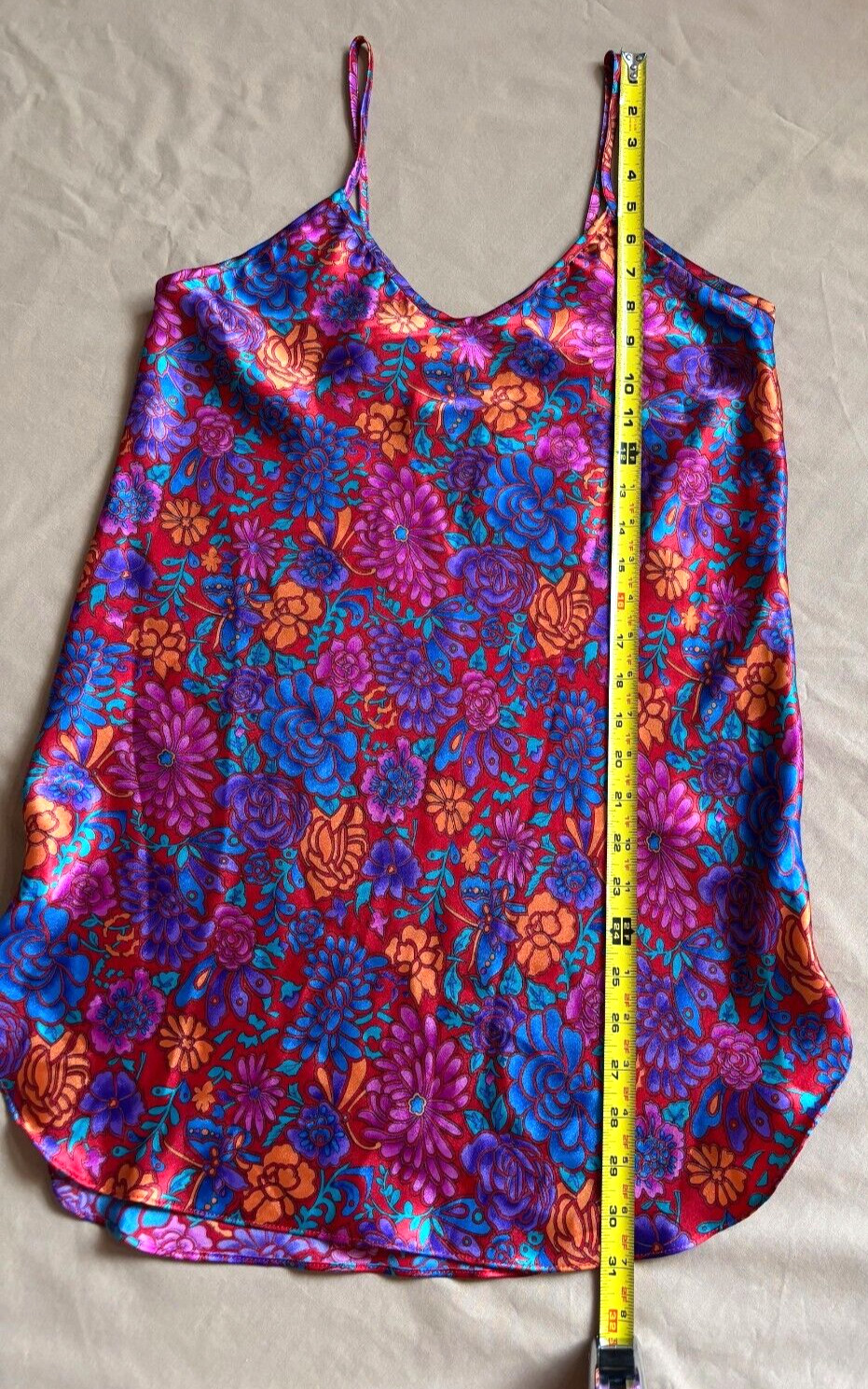 LA INTIMATES Beaux Reves Nightgown Satin Floral Red Purple Blue Vintage Medium