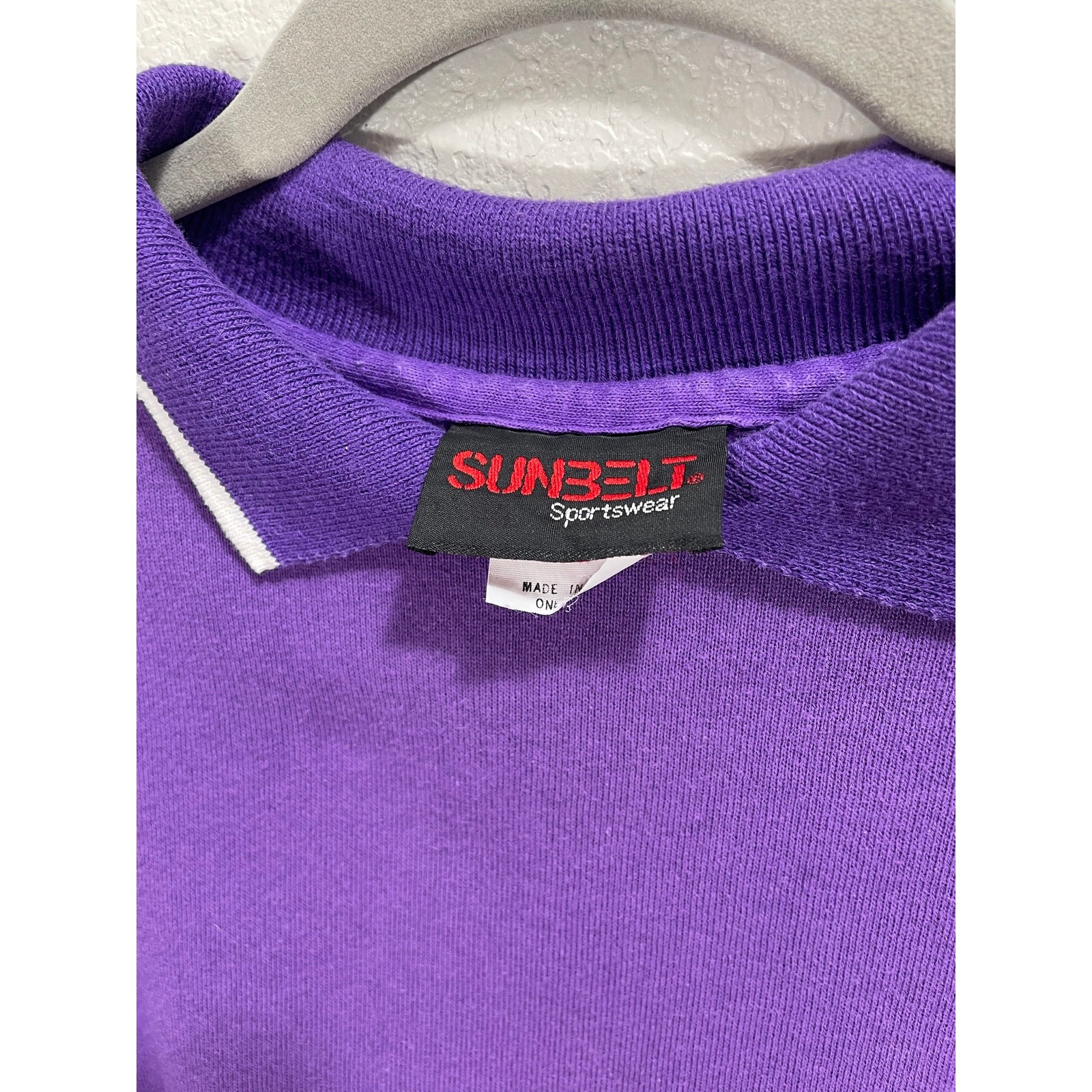 Vintage 90s Purple Long-sleeve Polo Sweatshirt Collared Sunbelt Sportswear XL