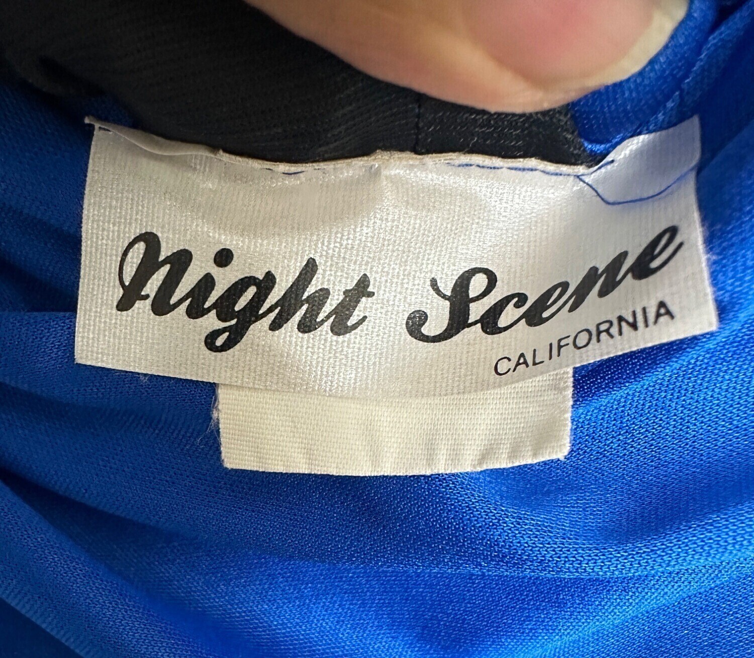 Night Scene Size 6 Vintage Party 1980s-1990s Dress Ruched Waist Blue Polyester