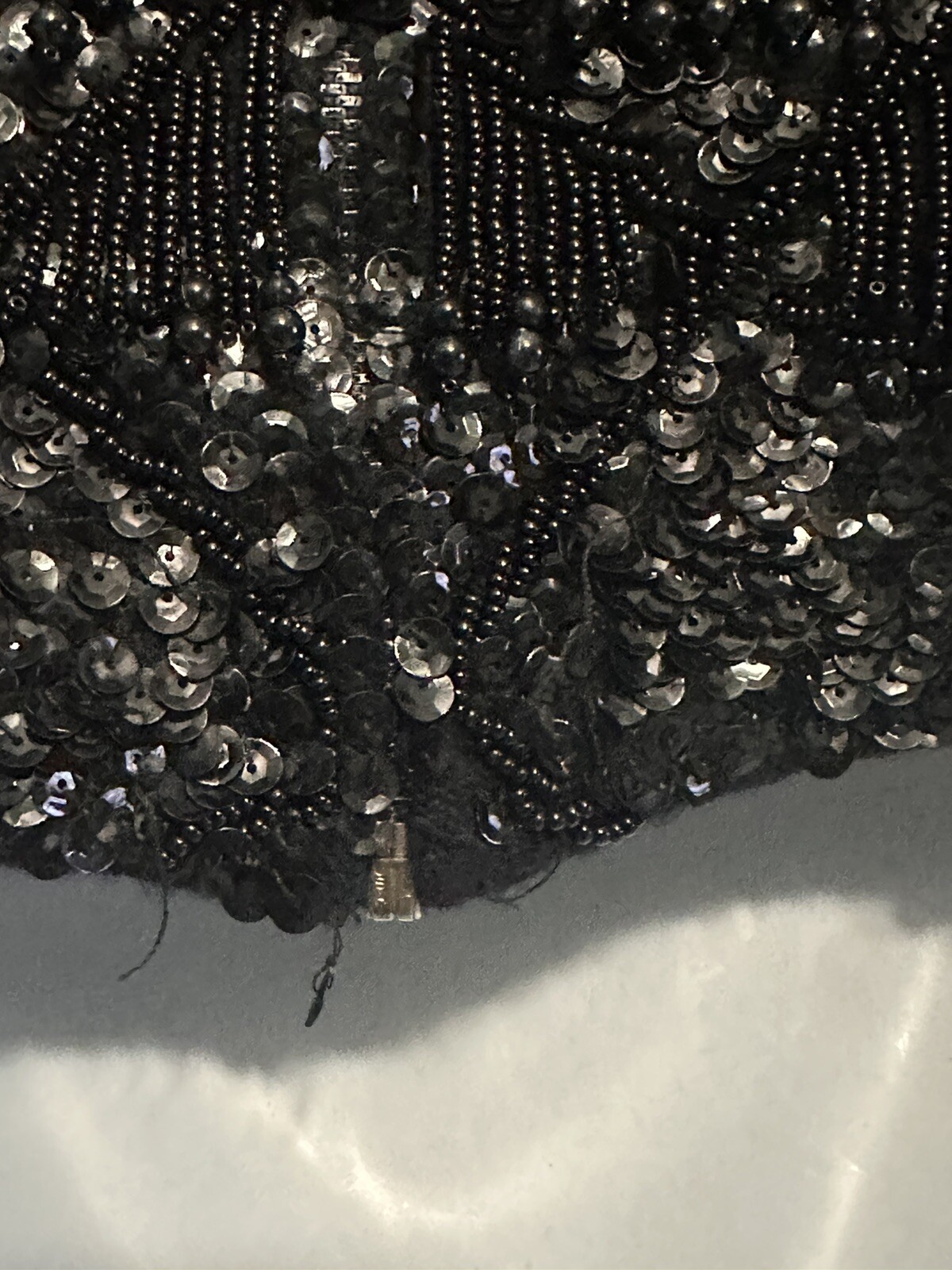 Vintage Jo-Ro Imports Women Size Large Black Sequined Top Wool Hand Loomed EUC
